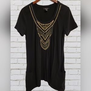Style & Co Black Beaded Top Size Medium